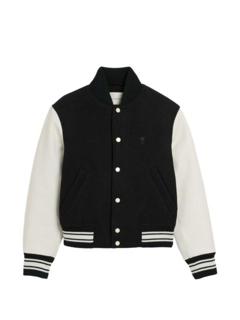 AMI Paris Ami Paris Men Wool And Leather Bomber Jacket