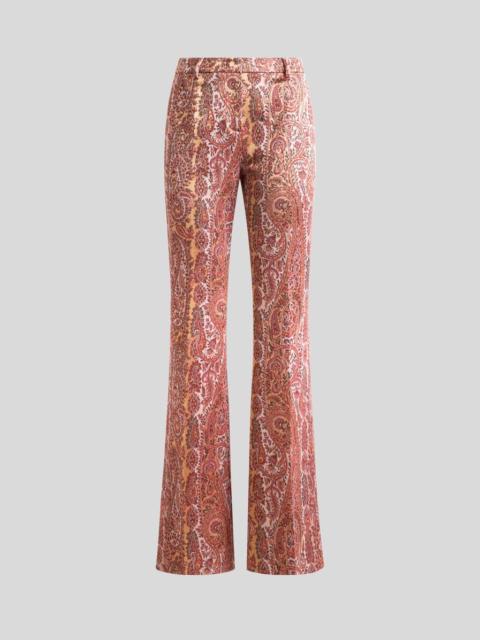 Etro FLARED COTTON-BLEND JACQUARD TROUSERS WITH PAISLEY FOLIAGE MOTIF