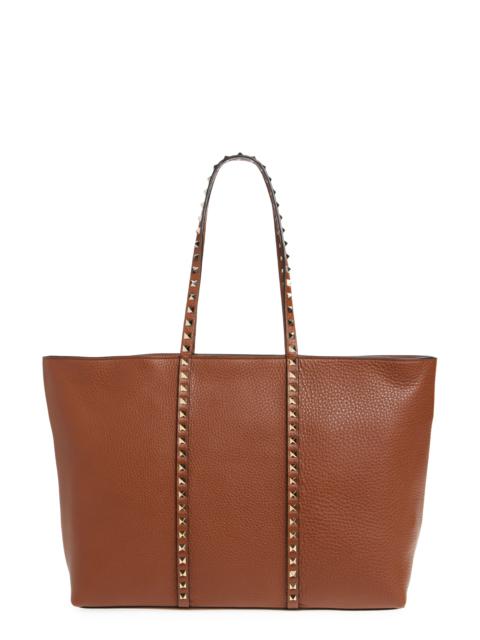 Valentino Valentino Garavani Medium Rockstud Leather Tote in Saddle at Nordstrom