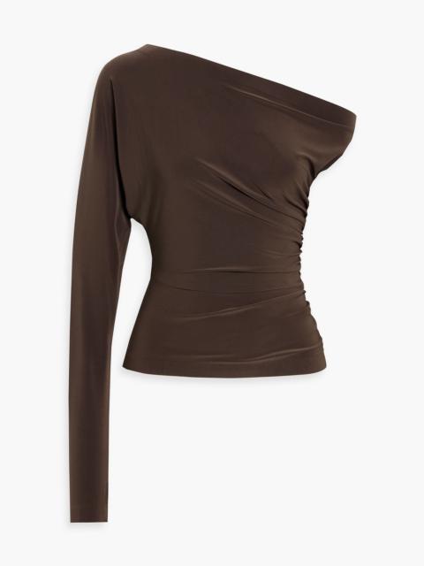 NORMA KAMALI One-sleeve draped stretch-jersey top