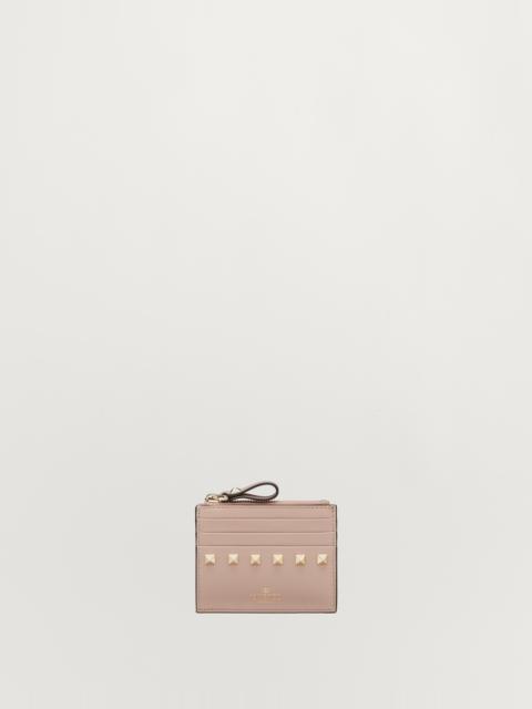 Valentino ROCKSTUD CALFSKIN CARDHOLDER WITH ZIPPER
