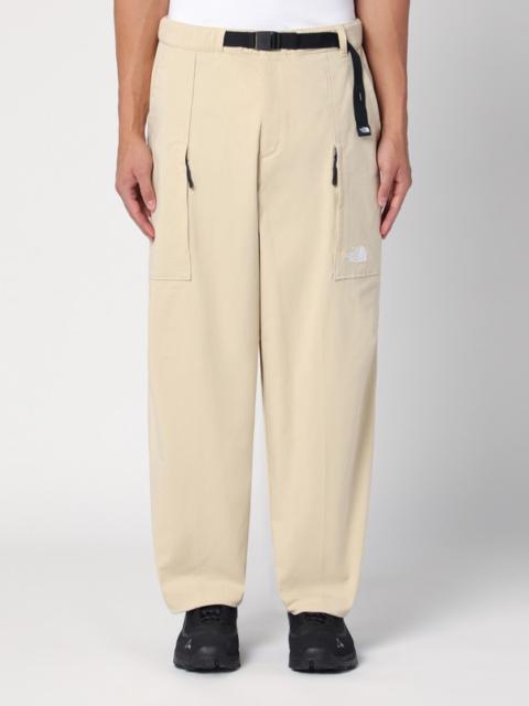 Cream cotton-blend trousers