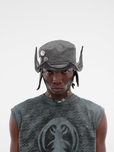 YAKU Gray Cotton Manta Ray Hat