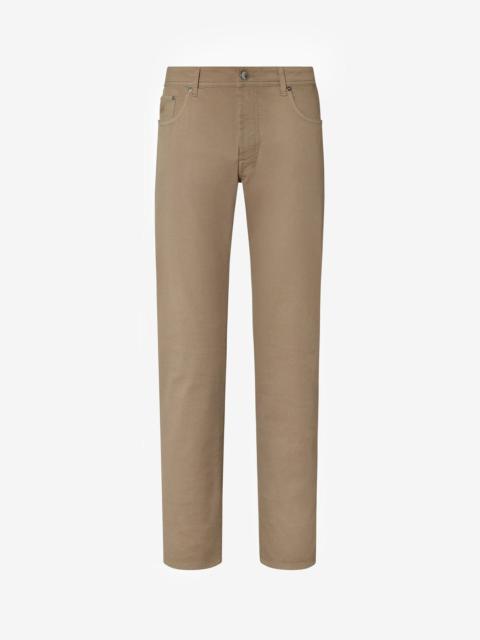 CORNELIANI Dark beige 5-pocket stretch cotton trousers