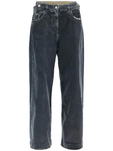 The Attico Loose Fit High-Waisted Navy Blue Denim Pants Women