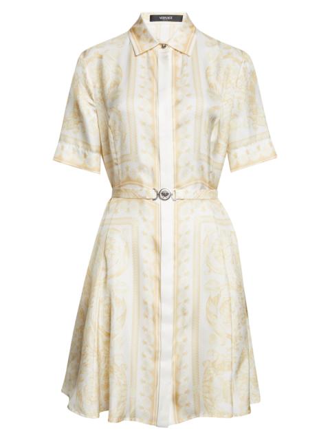 VERSACE Versace Barocco Foulard Belted Silk Dress in Washed Out Gold at Nordstrom