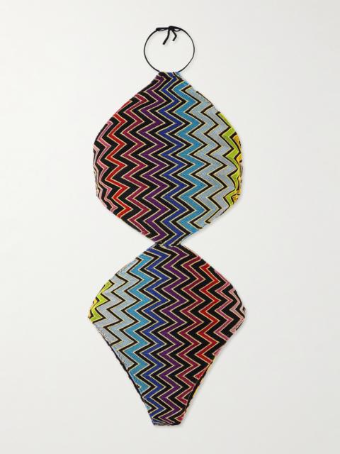 Missoni Mare Cutout Striped Metallic Crochet-knit Swimsuit