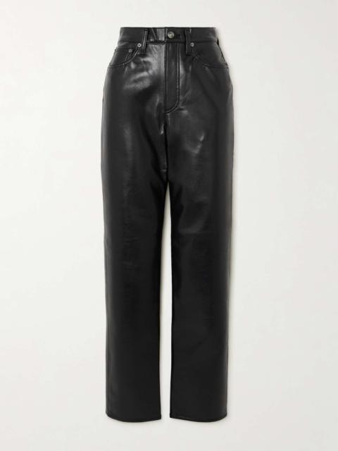 90s Pinch Waist Long recycled leather-blend straight-leg pants - 32" Black