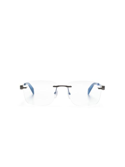 logo-engraved frameless glasses