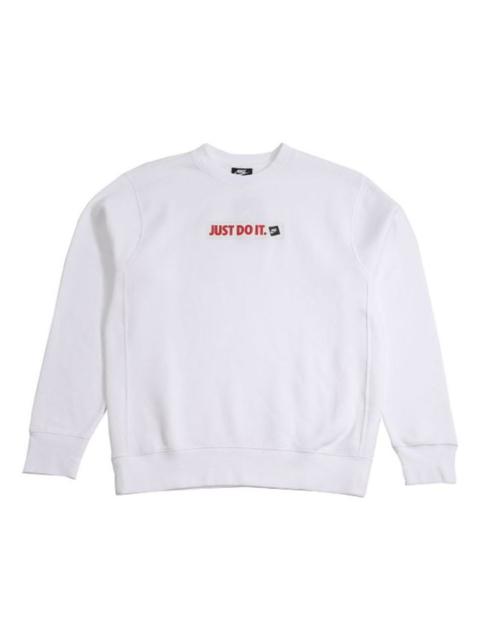 Nike Nike JDI Printing Fleece Lined Athleisure Casual Sports Black Round Neck Pullover White BV5090-100