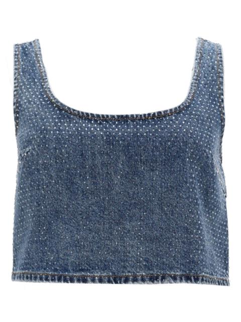 self-portrait Self-Portrait Women Denim Crop Top With Rhinestones