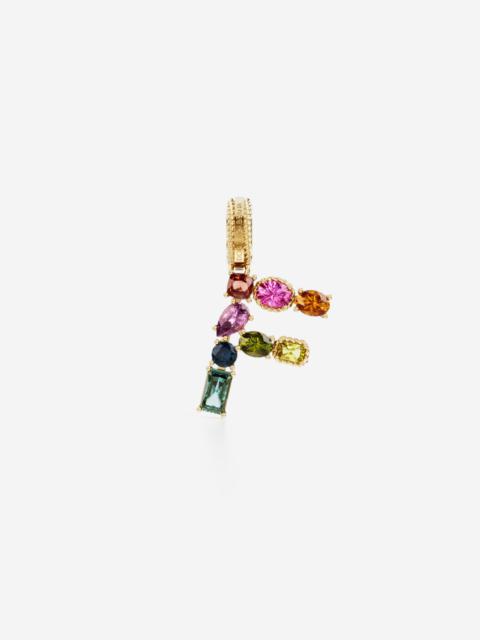 Dolce & Gabbana Charm F Lettering 18-carat yellow gold and multicolored gems