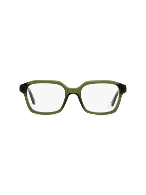 translucent rectangle-frame glasses