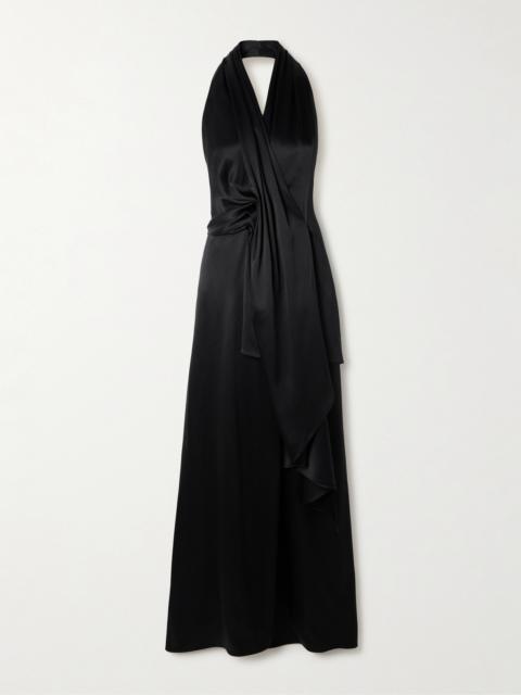 HEIRLOME Barbara Paneled Halterneck Silk-satin Maxi Dress