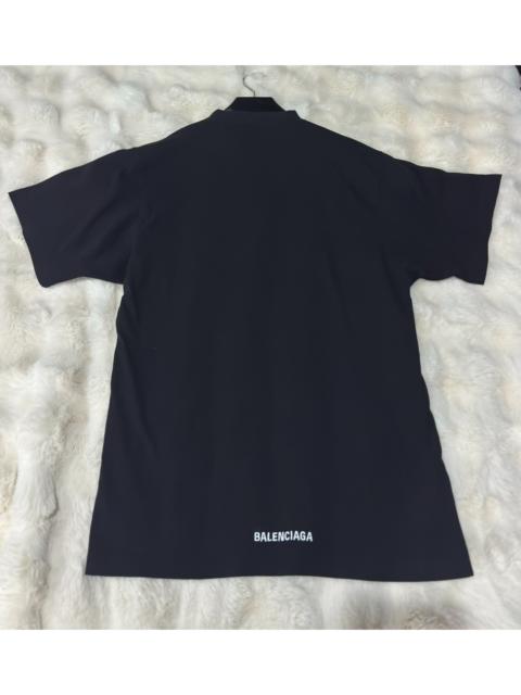 BALENCIAGA Balenciaga Black Short-Sleeve T-Shirt with Embroidered Logo on the Back