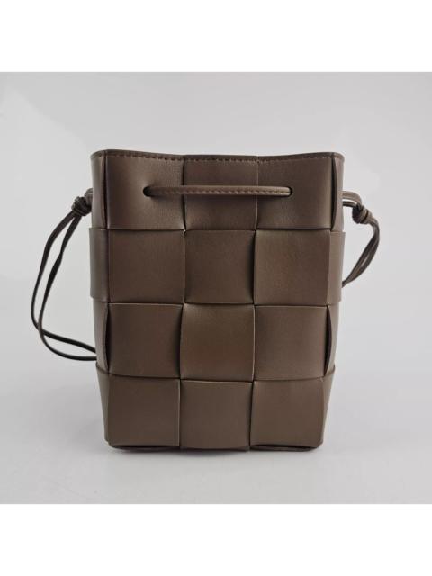 Bottega Veneta Bottega Veneta Cassette Intreccio Small Taupe Gray Bucket