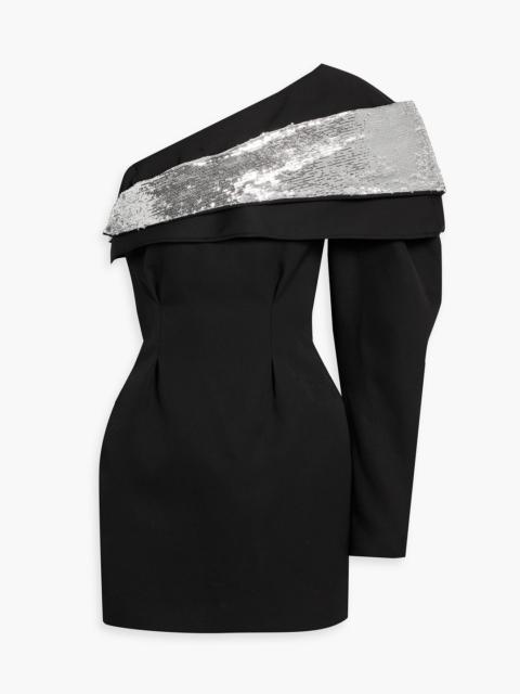 Isabel Marant Lidia one-sleeve embellished wool-twill mini dress