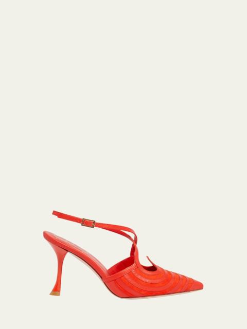 Roger Vivier I Love Vivier Mixed Leather Slingback Pumps