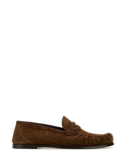 SAINT LAURENT Saint Laurent Men Brown Suede Loafers