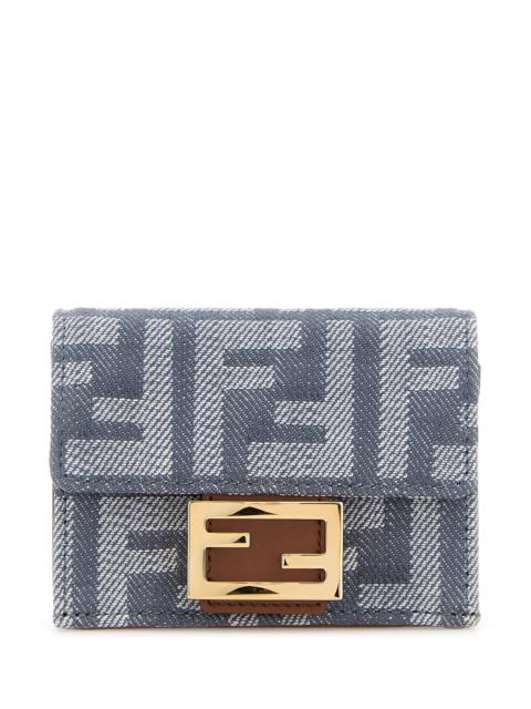 FENDI Fendi Women Embroidered Denim Micro Baguette Wallet