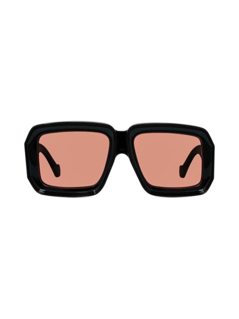 Loewe Loewe x Paula's Ibiza 56mm Mask Sunglasses in Shiny Black/Pink at Nordstrom