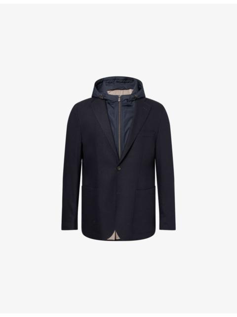 CORNELIANI Hooded Long-Sleeve Wool-Cashmere Blend Jacket