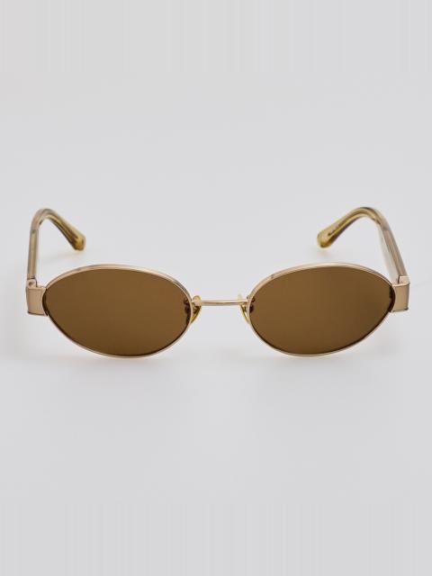 LINDA FARROW Sadie Sunglasses in 22K Gold and Khaki