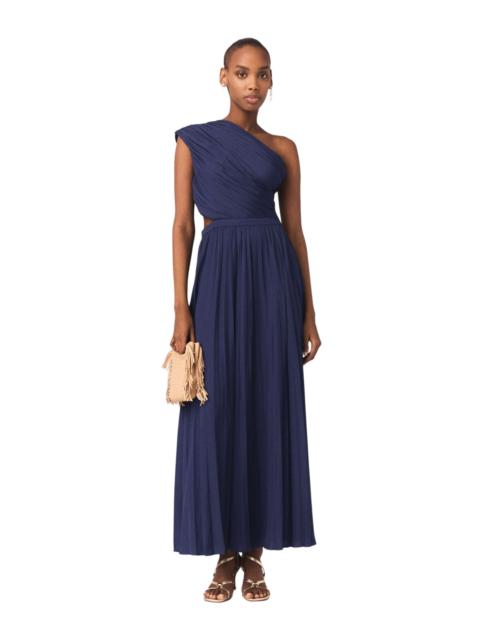 maje maje Asymmetrical pleated maxi dress in Navy at Nordstrom