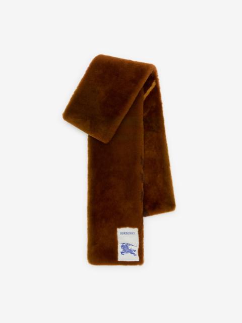 Burberry Narrow Check Shearling Scarf