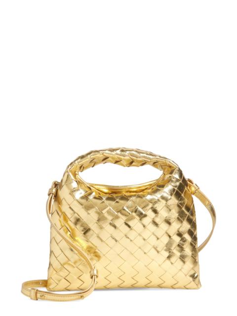 Bottega Veneta Bottega Veneta Mini Hop Mirror Intrecciato Leather Hobo Bag in 8922 Gold/Muse Brass at Nordstrom