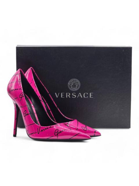 Versace Logo Signature 100 mm Pumps - Patent Leather - Pink - 37.5 $995
