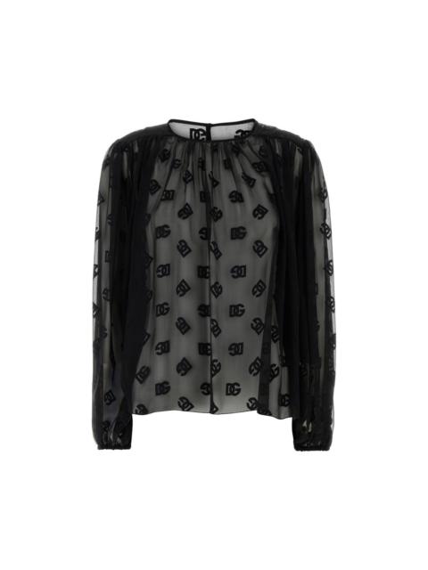Dolce & Gabbana DOLCE&GABBANA Black Organza Blouse New & Authentic (Women's