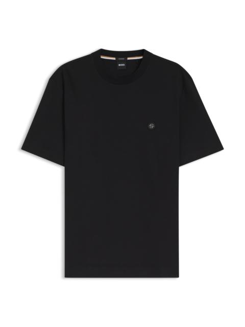 BOSS MERCERIZED-COTTON T-SHIRT WITH DOUBLE B MONOGRAM