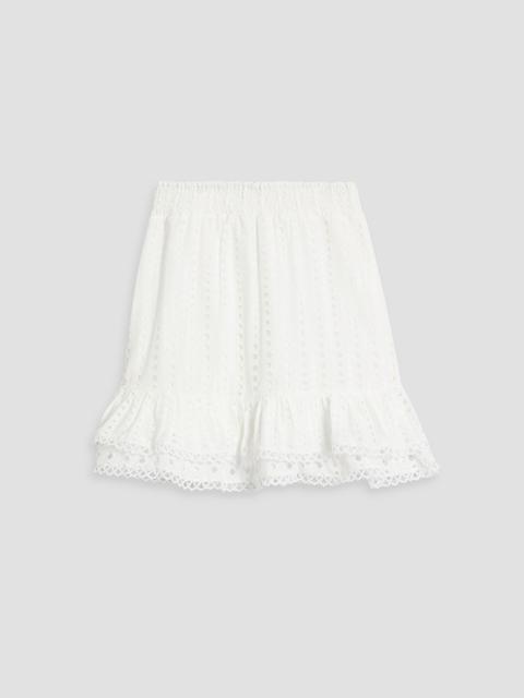 Charo Ruiz Ruffled broderie anglaise cotton-blend mini skirt