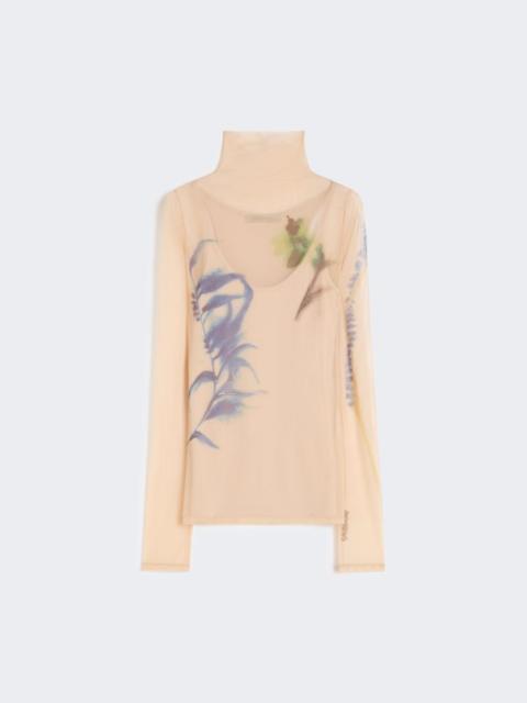 Sportmax High-neck stretch tulle top - antique rose