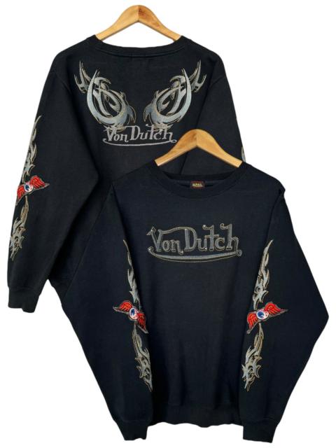 Other Designers Vintage 90s Von Dutch Eye Wings Fire Black Sweatshirt Large