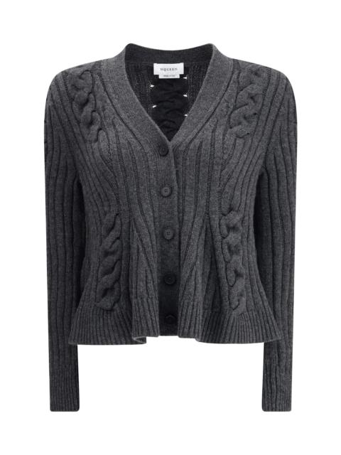 Alexander McQueen Peplum Cable Cardigan