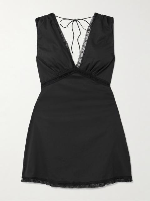 FAITHFULL Denise Lace-trimmed Cotton-voile Mini Dress