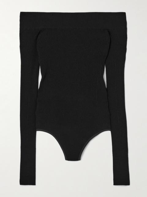 Alaïa Off-the-shoulder Ribbed-knit Bodysuit
