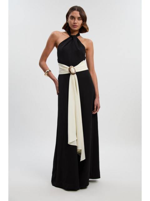 KAREN MILLEN Soft Tailored Trim Detail Wide Leg Jumpsuit