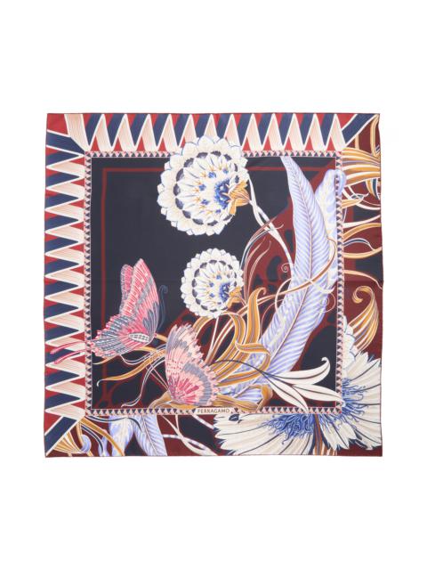 FERRAGAMO FERRAGAMO Giada Reversible Silk Scarf in Navy/Plum at Nordstrom