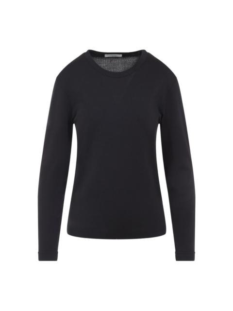 ribbed crew-neck top