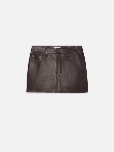 FRAME The Leather Mini Skirt in Dark Brown