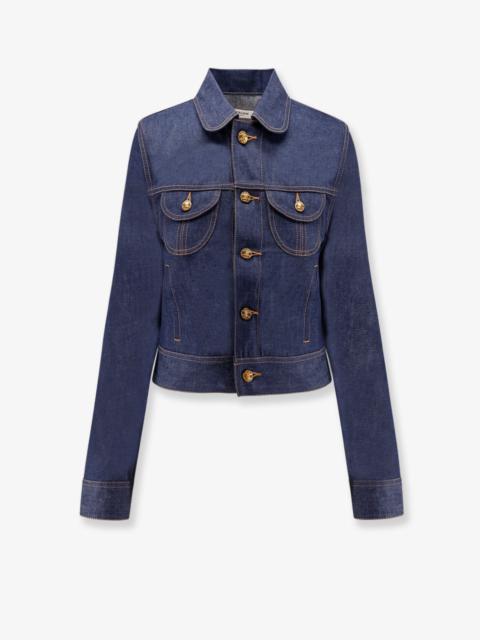 Celine Women Jeans Jacket With Triomphe Buttons