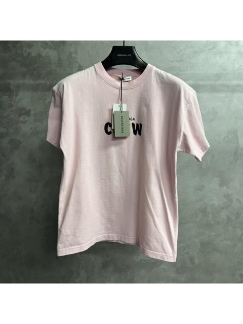 BALENCIAGA Balenciaga Pink "Crew" Letter-Print Short-Sleeve T-Shirt