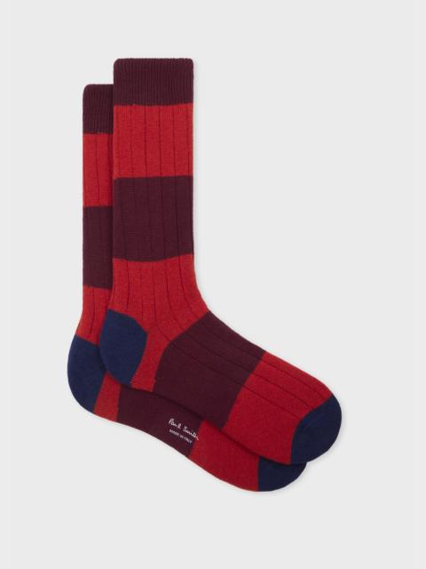 Paul Smith Red Cashmere Stripe Socks