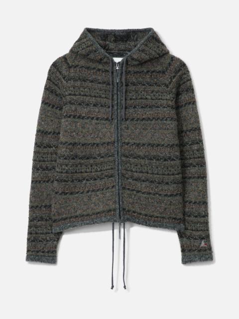 ROA FAIR ISLE FELTED KNIT ZIP UP HOODIE