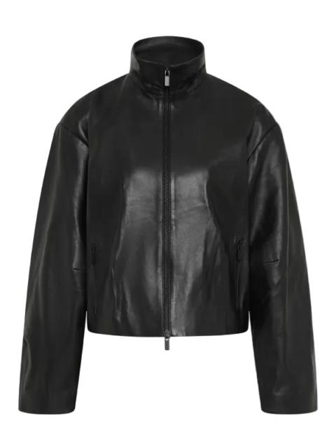 ST. AGNI Cocoon Zip Leather Jacket in Black