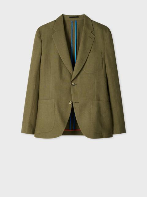 Paul Smith Khaki Linen Two-Button Blazer