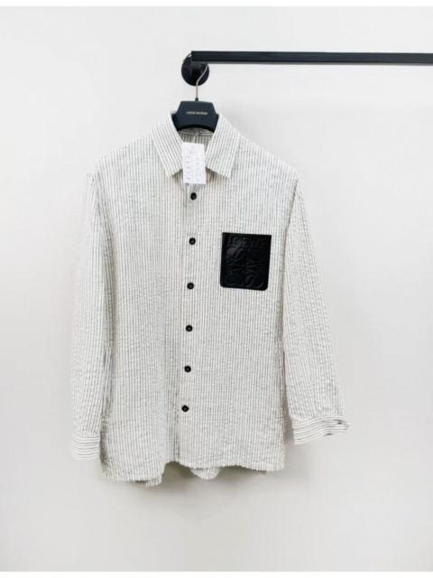 Loewe loewe striped shirt with leather patch